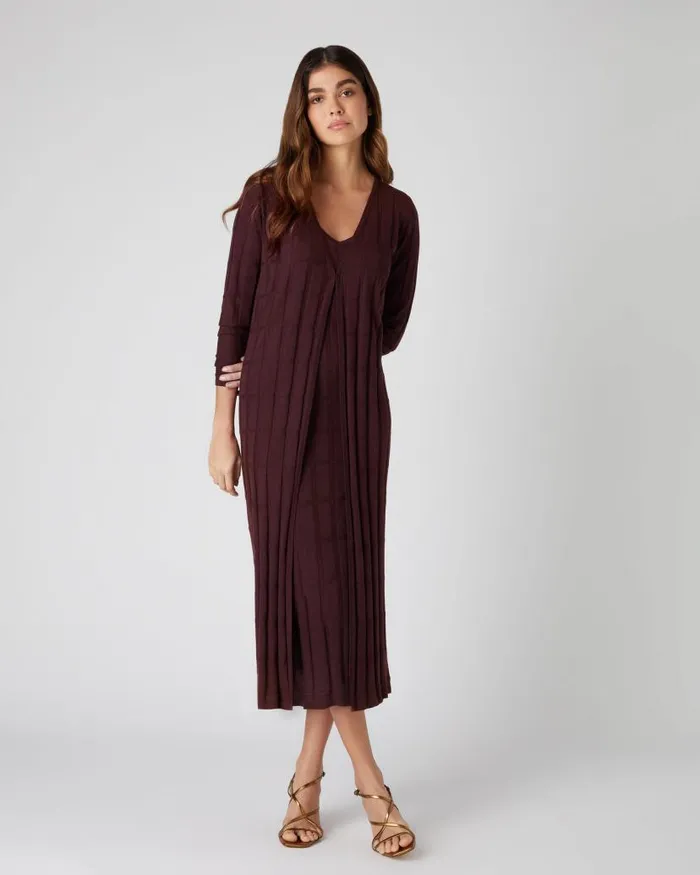 NPeal Cardigans Women Superfine Rib Cardigan Mahogany Brown
