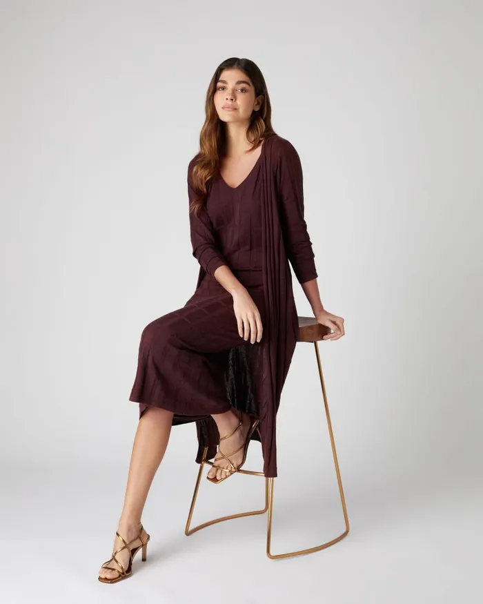 NPeal Cardigans Women Superfine Rib Cardigan Mahogany Brown