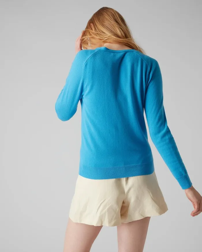 NPeal Cardigans Women V Necked Cashmere Cardigan Pool Blue