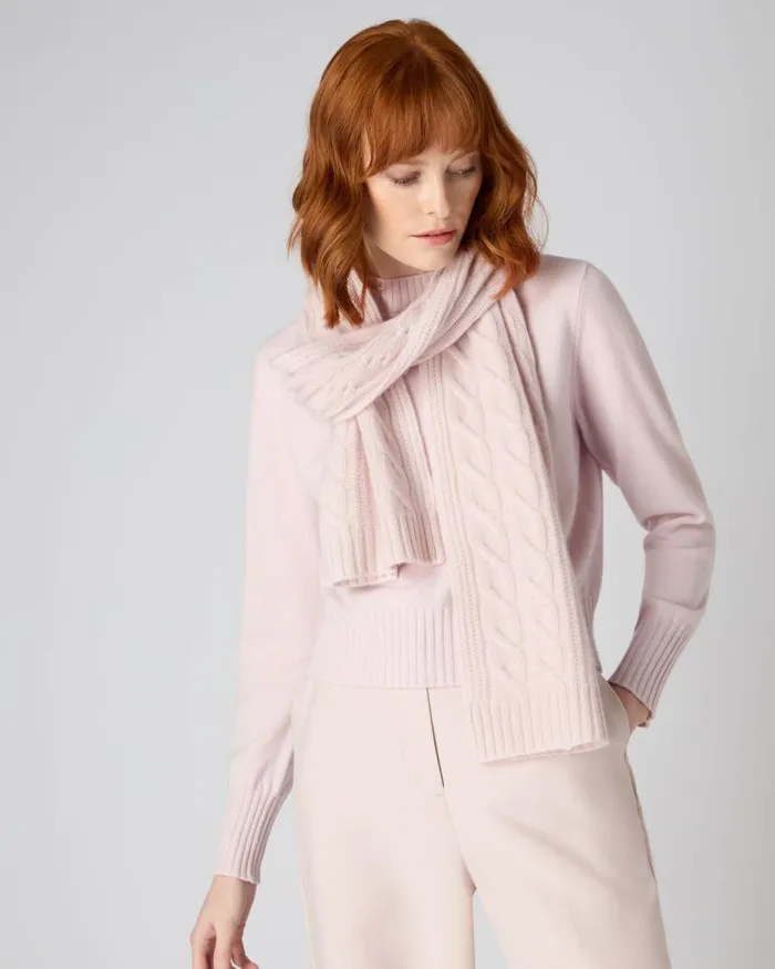 NPeal Cashmere Scarves Women Cable Rib Cashmere Scarf Quartz Pink