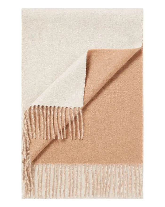 NPeal Cashmere Scarves WomenMen Unisex Doubleface Woven Cashmere Scarf Dark Tan Brown