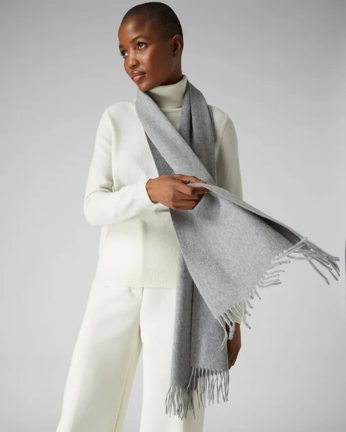 NPeal Cashmere Scarves WomenMen Unisex Large Woven Cashmere Scarf Flannel Grey