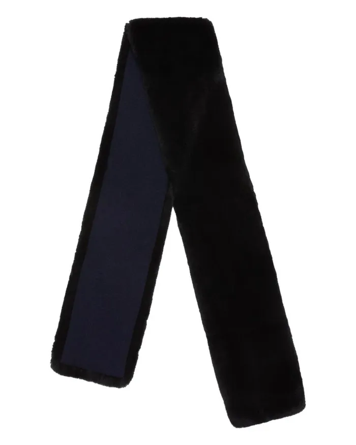 NPeal Cashmere Scarves WomenMen Unisex Long Fur Scarf Navy Blue