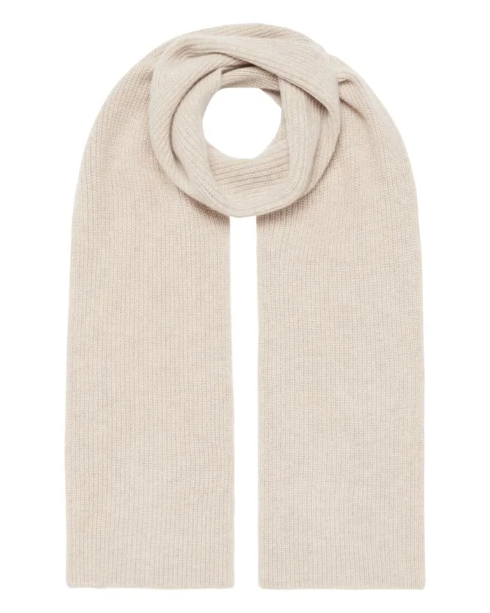 NPeal Cashmere Scarves WomenMen Unisex Ribbed Cashmere Scarf Heather Beige Brown