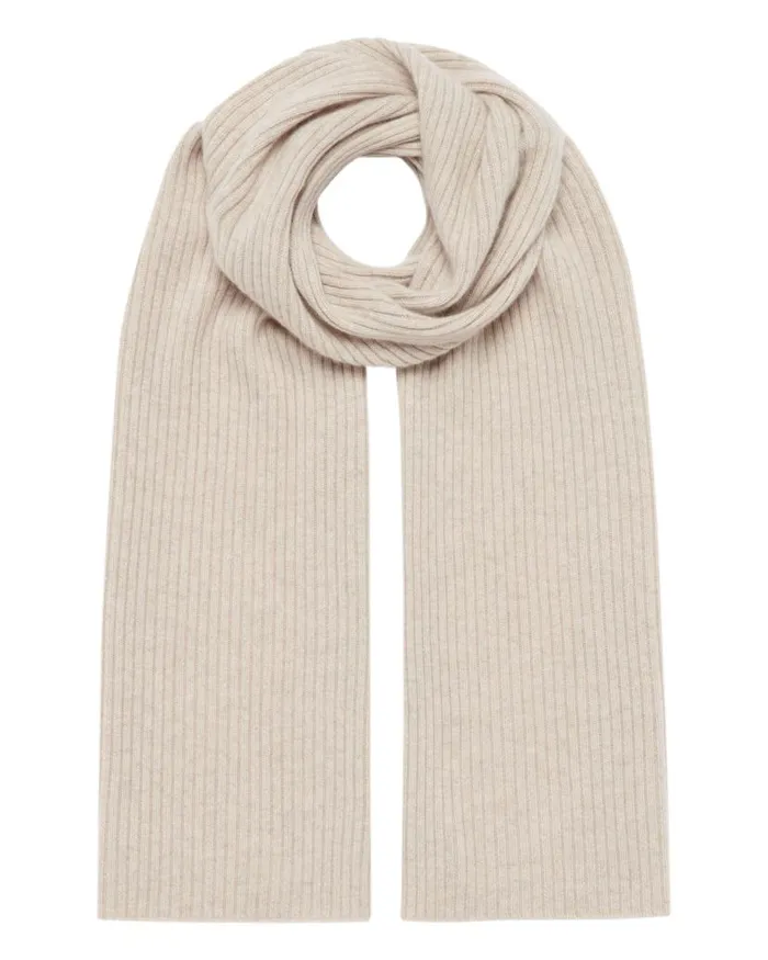 NPeal Cashmere Scarves WomenMen Unisex Short Ribbed Cashmere Scarf Heather Beige Brown