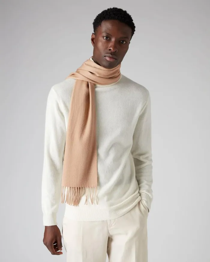 NPeal Cashmere Scarves WomenMen Unisex Woven Cashmere Scarf Camel Brown