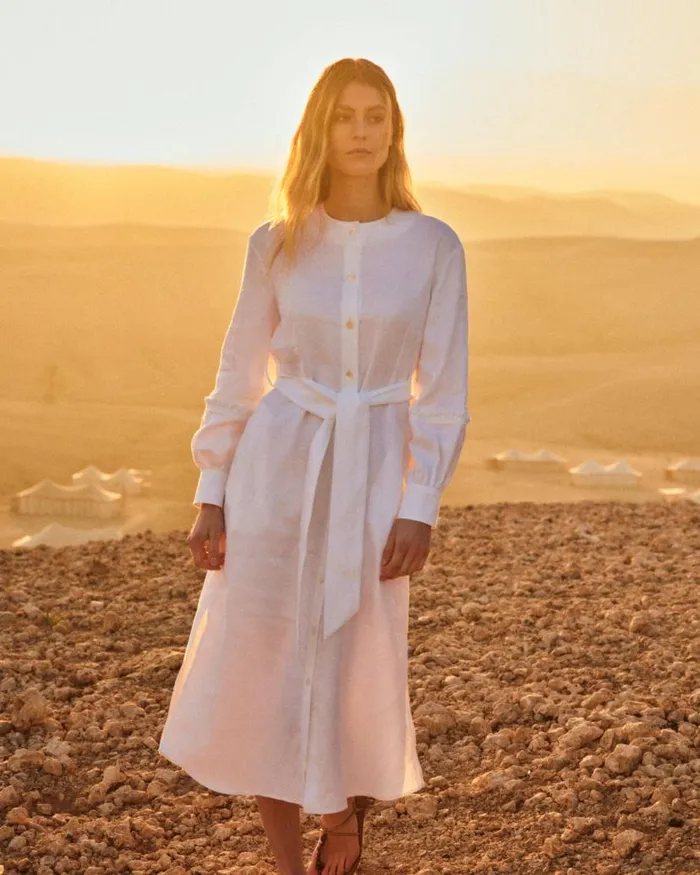 NPeal Dresses and Skirts Women Willow Linen Dress White