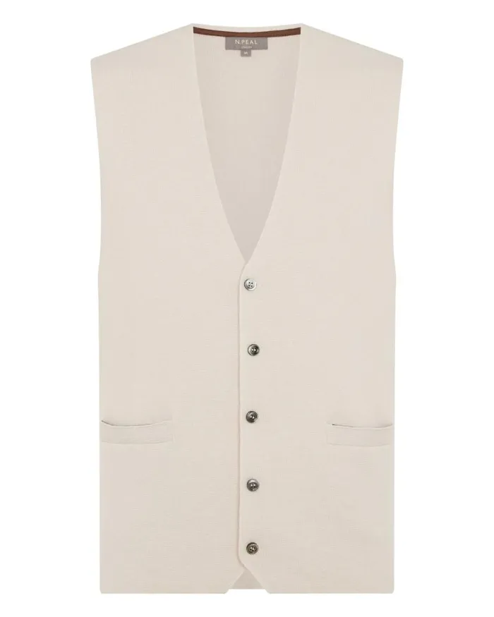 NPeal Gilets and Waistcoats Men The Chelsea Milano Cashmere Waistcoat Almond White