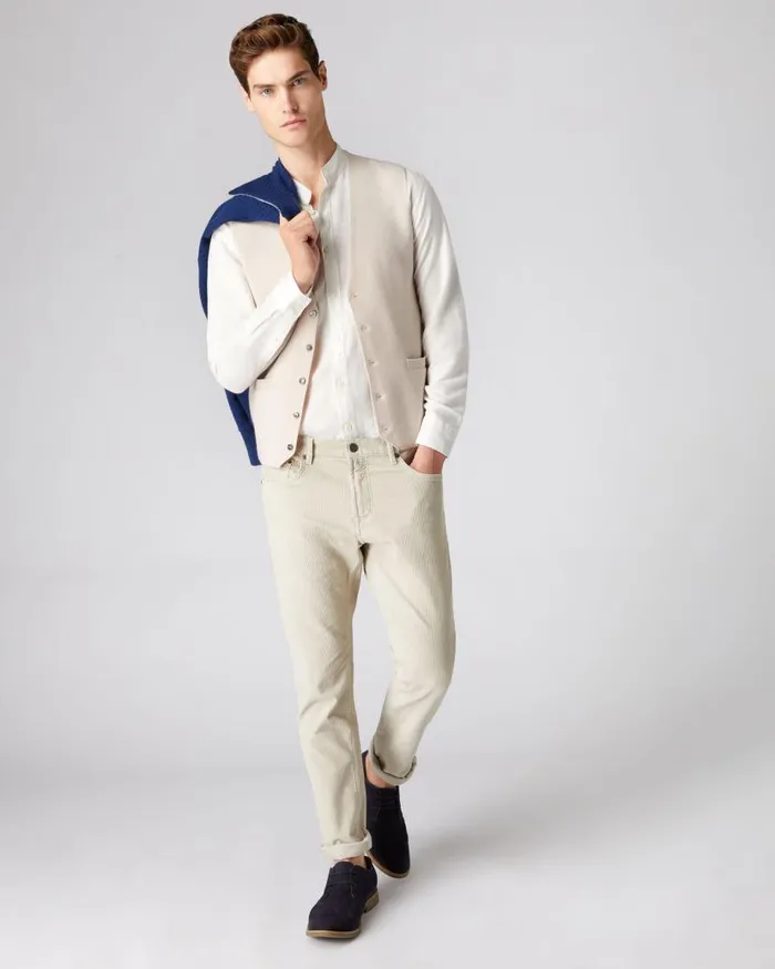 NPeal Gilets and Waistcoats Men The Chelsea Milano Cashmere Waistcoat Almond White