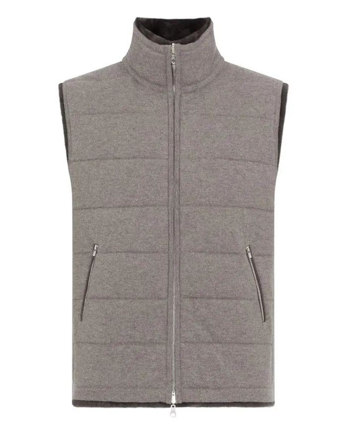 NPeal Gilets and Waistcoats Men Vermont Fur Lined Gilet Taupe Brown