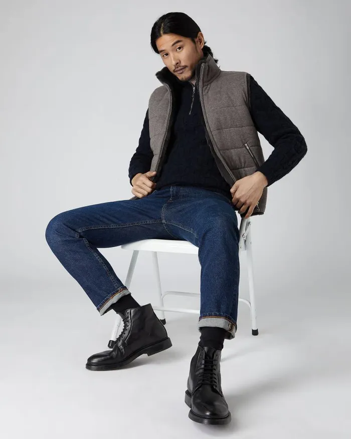 NPeal Gilets and Waistcoats Men Vermont Fur Lined Gilet Taupe Brown