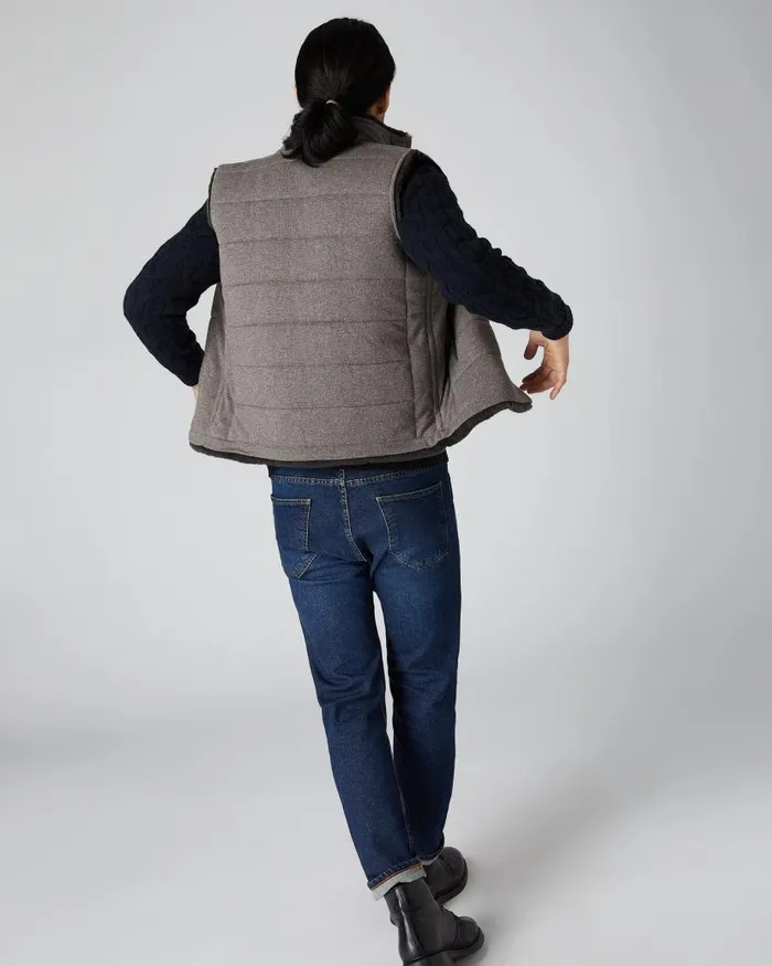NPeal Gilets and Waistcoats Men Vermont Fur Lined Gilet Taupe Brown