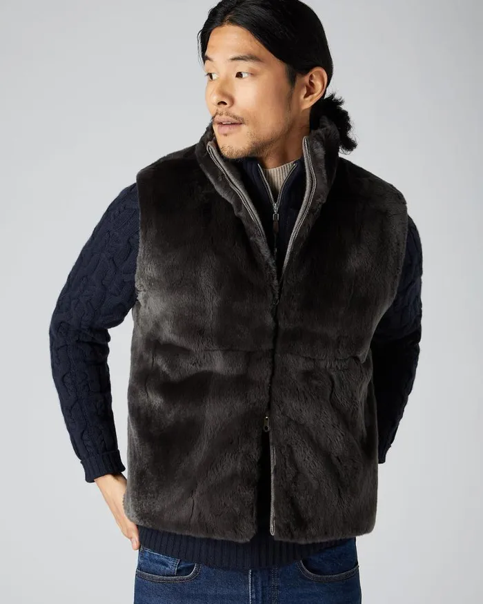 NPeal Gilets and Waistcoats Men Vermont Fur Lined Gilet Taupe Brown