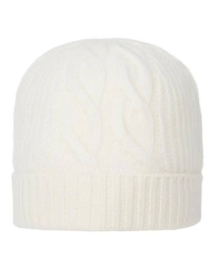 NPeal Hats Women Cable Rib Cashmere Hat New Ivory White
