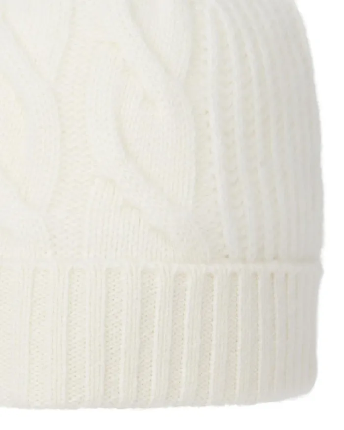 NPeal Hats Women Cable Rib Cashmere Hat New Ivory White