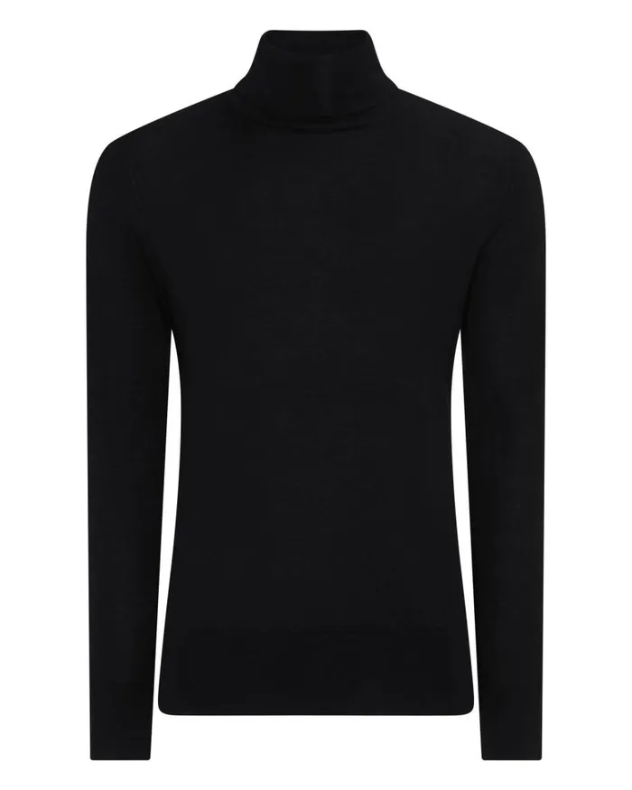 NPeal Jumpers Men Pimlico Fine Gauge Cashmere Roll Neck Jumper Black