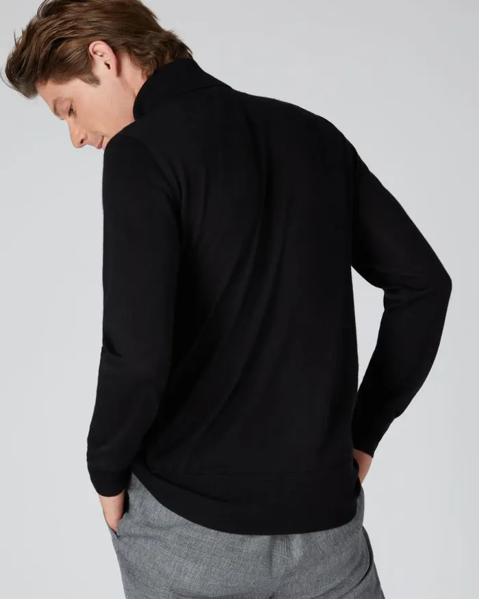 NPeal Jumpers Men Pimlico Fine Gauge Cashmere Roll Neck Jumper Black