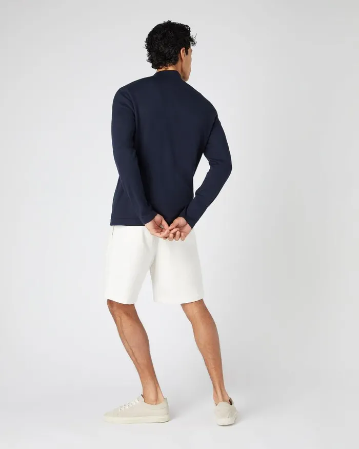 NPeal Jumpers Men Salcombe Half Zip Cotton Cashmere Jumper Navy Blue