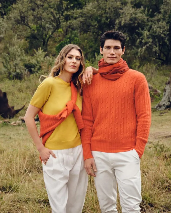 NPeal Jumpers Men The Thames Cable Cashmere Jumper Vermillion Red