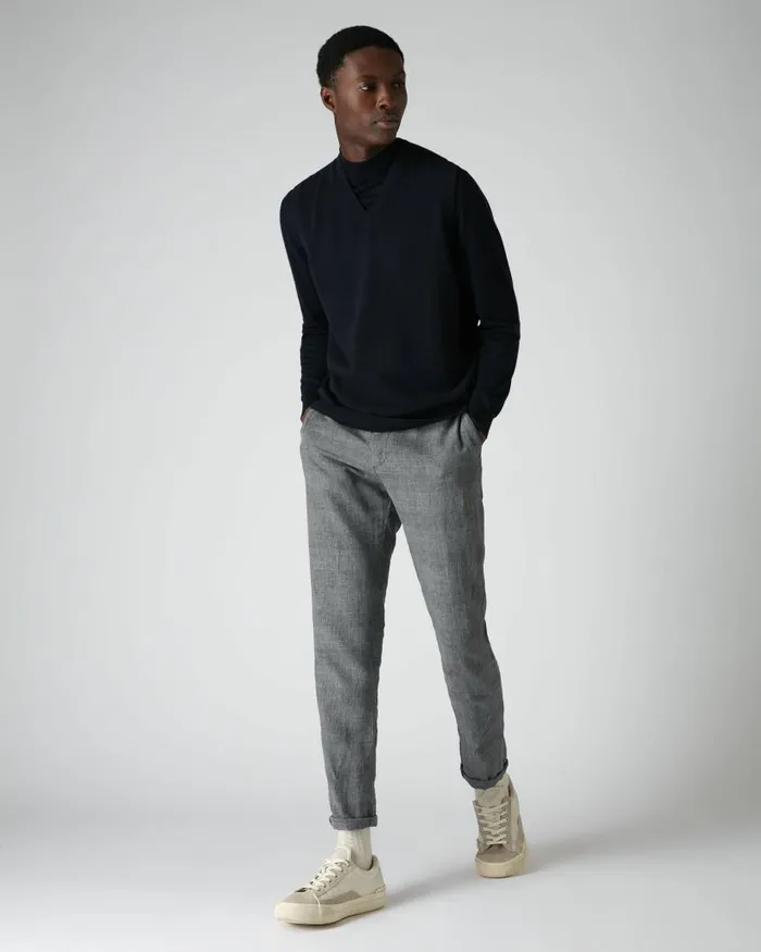 NPeal Jumpers Men Westminster Cashmere Slipover Navy Blue