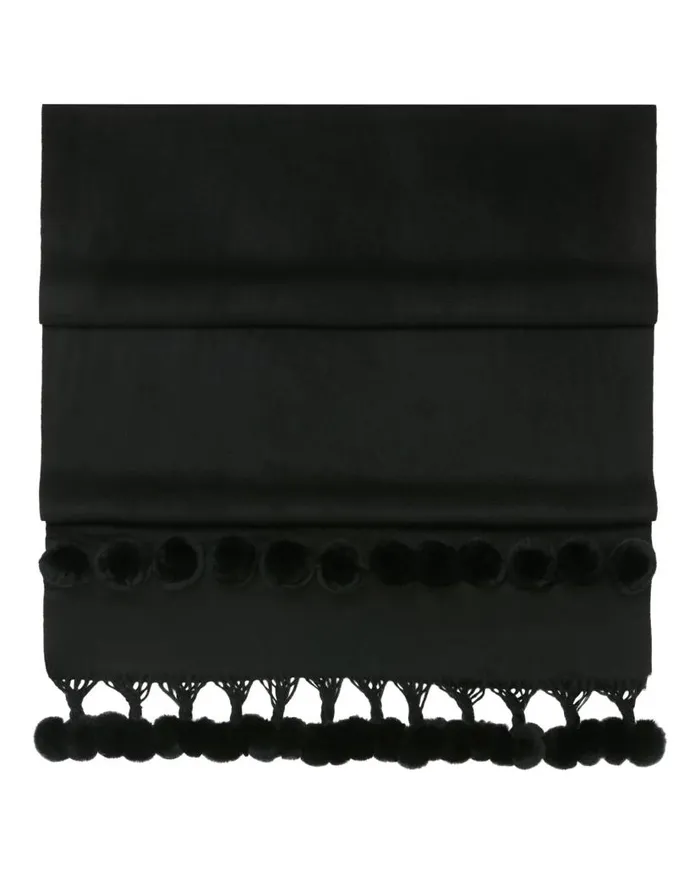 NPeal Pashminas Wraps and Shawls Women Davos Fur Bobble Woven Shawl Black