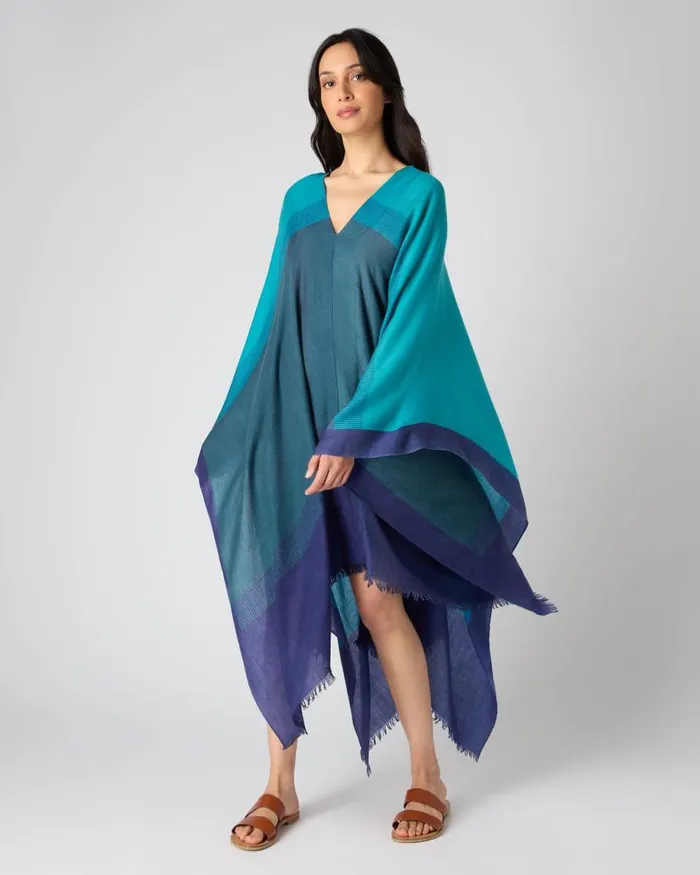 NPeal Pashminas Wraps and Shawls Women Ombre Cashmere Kaftan Dress Blue
