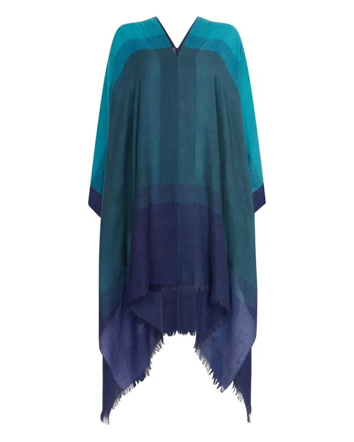 NPeal Pashminas Wraps and Shawls Women Ombre Cashmere Kaftan Dress Blue