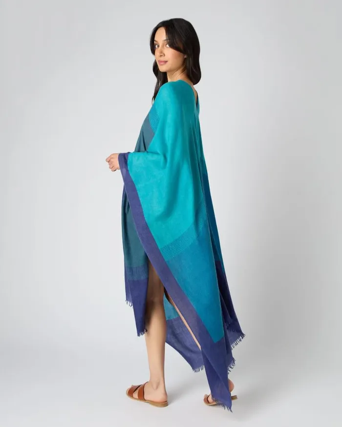 NPeal Pashminas Wraps and Shawls Women Ombre Cashmere Kaftan Dress Blue