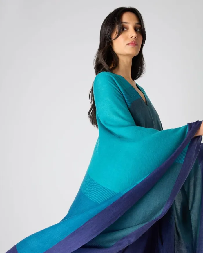 NPeal Pashminas Wraps and Shawls Women Ombre Cashmere Kaftan Dress Blue