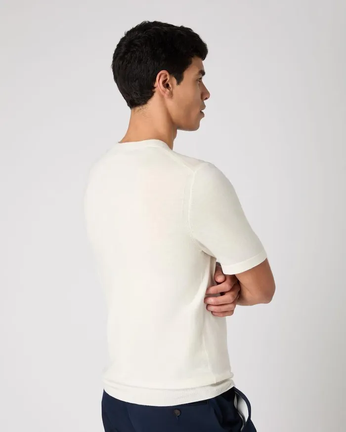 NPeal Polos and Tshirts Men Henley Cotton Cashmere TShirt New Ivory White