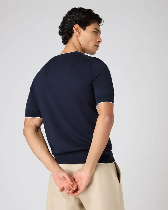 NPeal Polos and Tshirts Men Newquay Cotton Cashmere TShirt Navy Blue