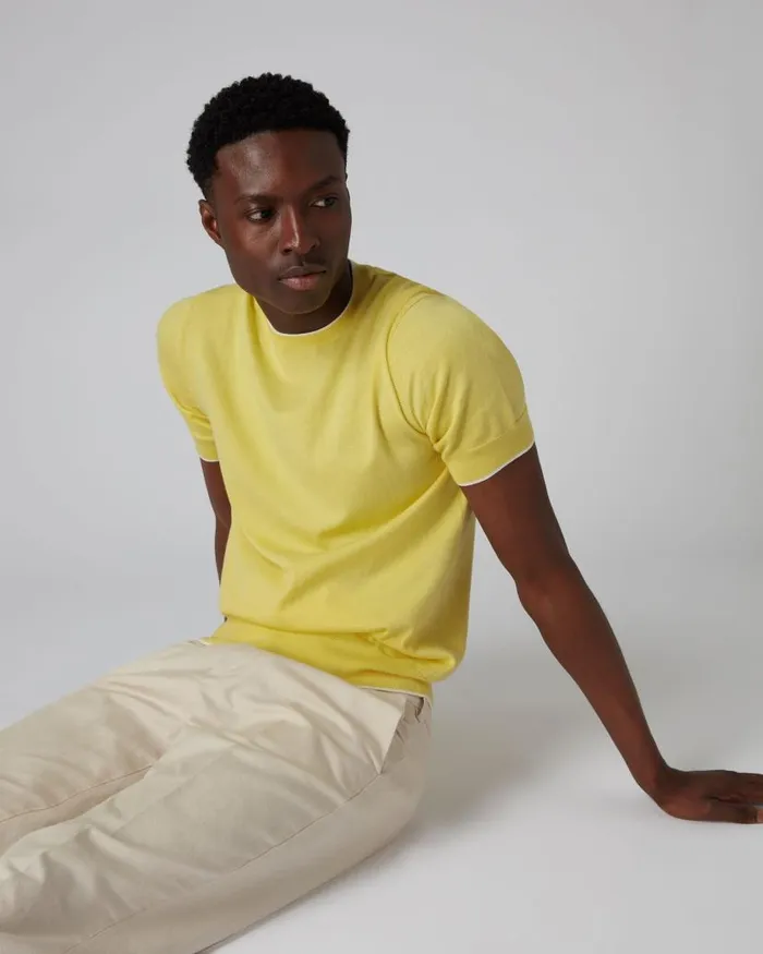 NPeal Polos and Tshirts Men Short Sleeve Crew Neck T Shirt Sunshine Yellow