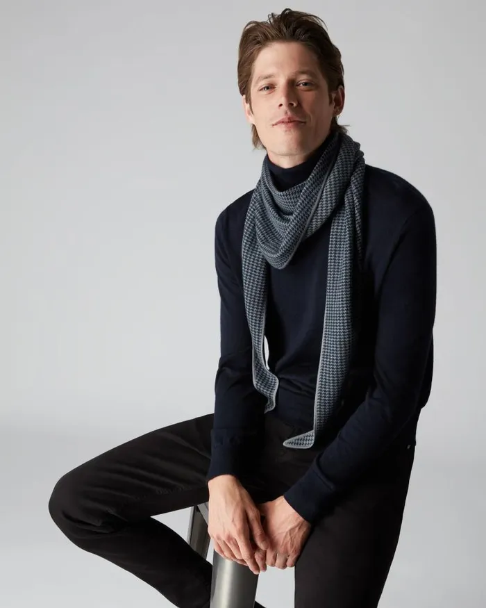 NPeal Scarves Men Superfine Patterned Triangular Cashmere Scarf Derby Grey