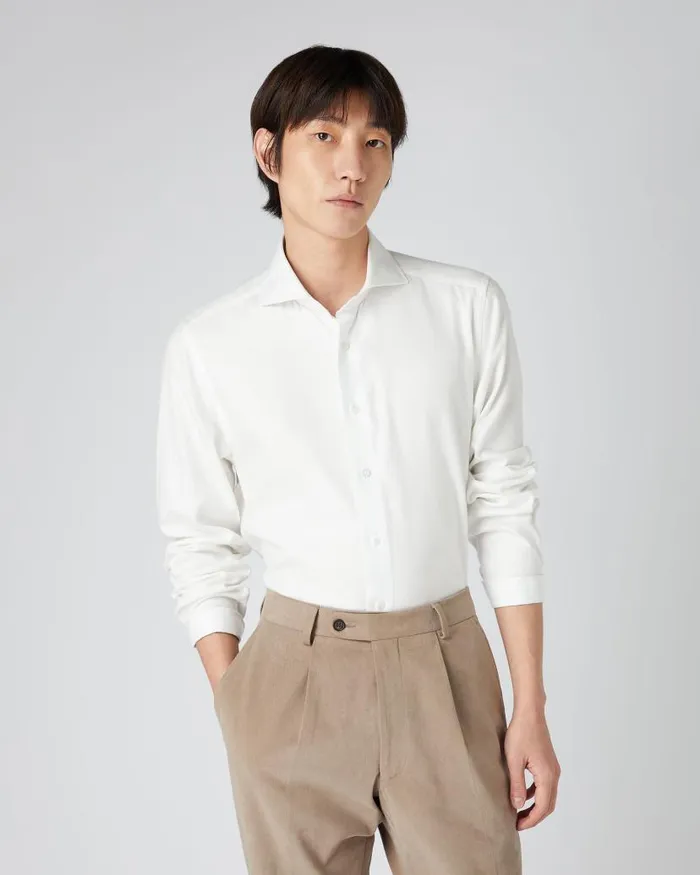 NPeal Shirts Men Cashmere Touch Shirt White