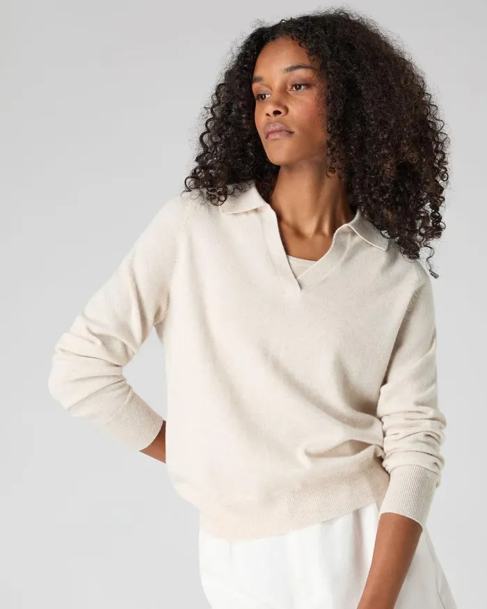 NPeal Shirts Women Cashmere Polo Shirt Ecru White