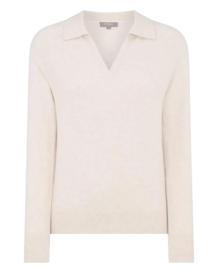 NPeal Shirts Women Cashmere Polo Shirt Ecru White