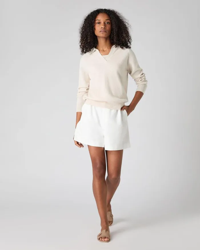 NPeal Shirts Women Cashmere Polo Shirt Ecru White