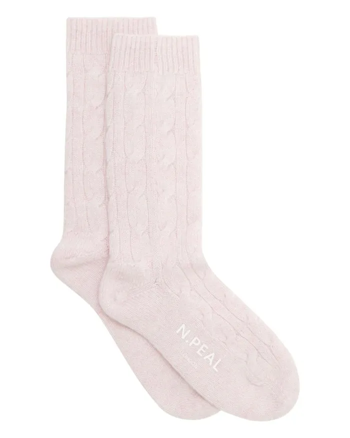 NPeal Slippers and Socks Women Cable Cashmere House Socks Pale Pink