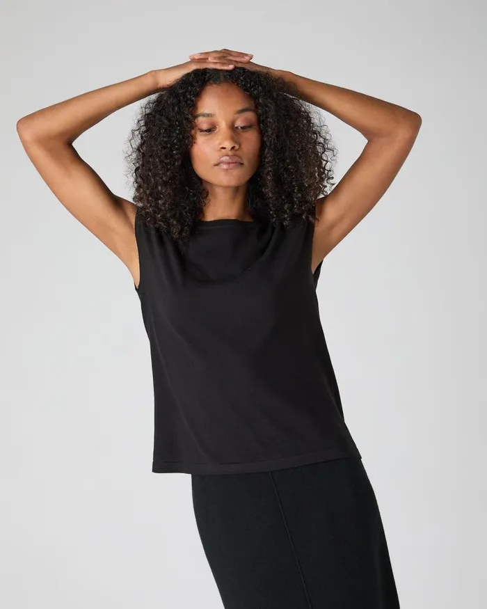 NPeal Tops and Tshirts Women Cotton Cashmere Silk Top Black