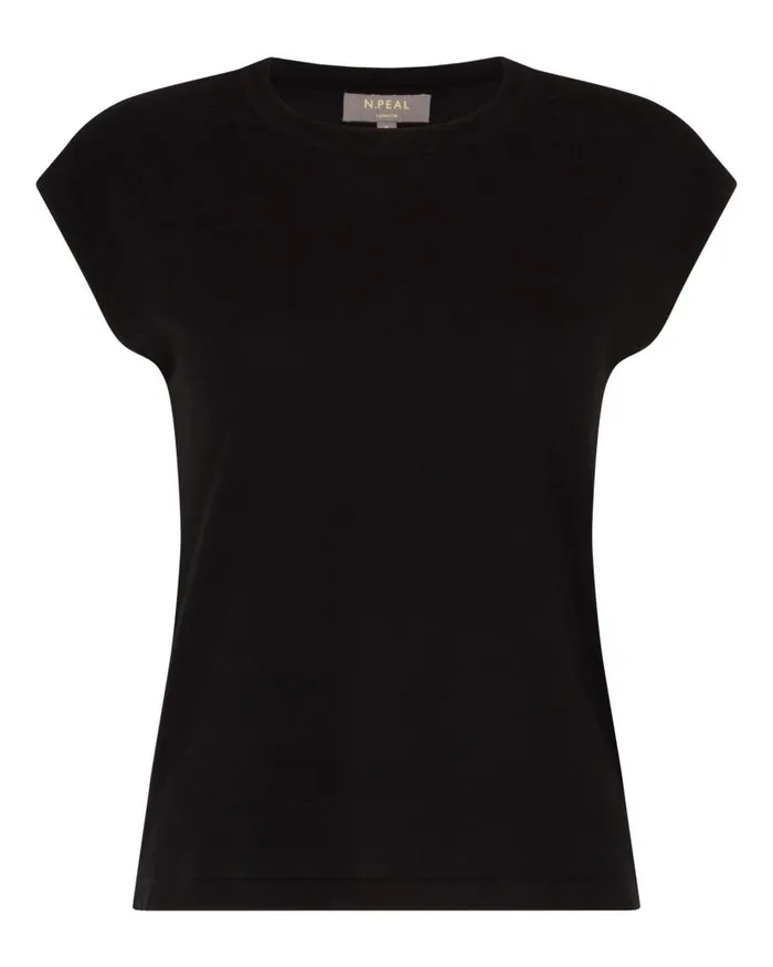 NPeal Tops and Tshirts Women Cotton Cashmere Silk Top Black