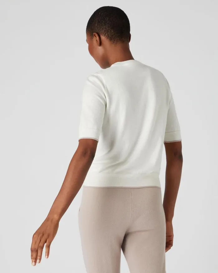 NPeal Tops and Tshirts Women Cotton Cashmere TShirt New Ivory White
