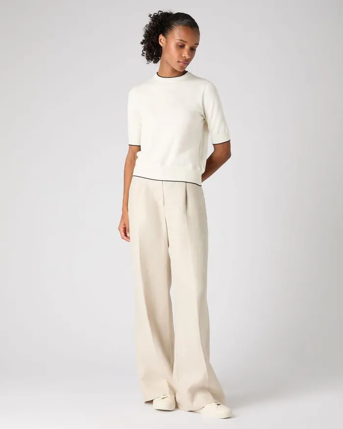NPeal Tops and Tshirts Women Cotton Cashmere TShirt New Ivory White