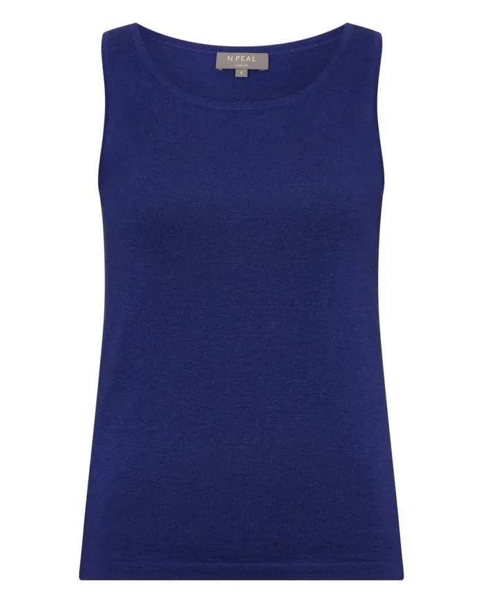 NPeal Tops and Tshirts Women Ella Superfine Cashmere Shell Top Indigo Blue