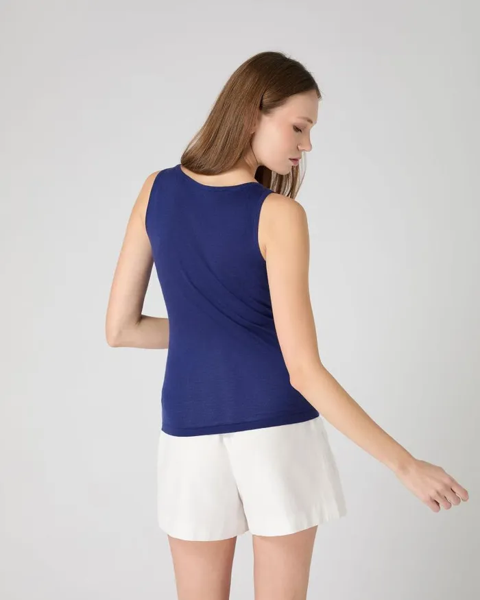 NPeal Tops and Tshirts Women Ella Superfine Cashmere Shell Top Indigo Blue
