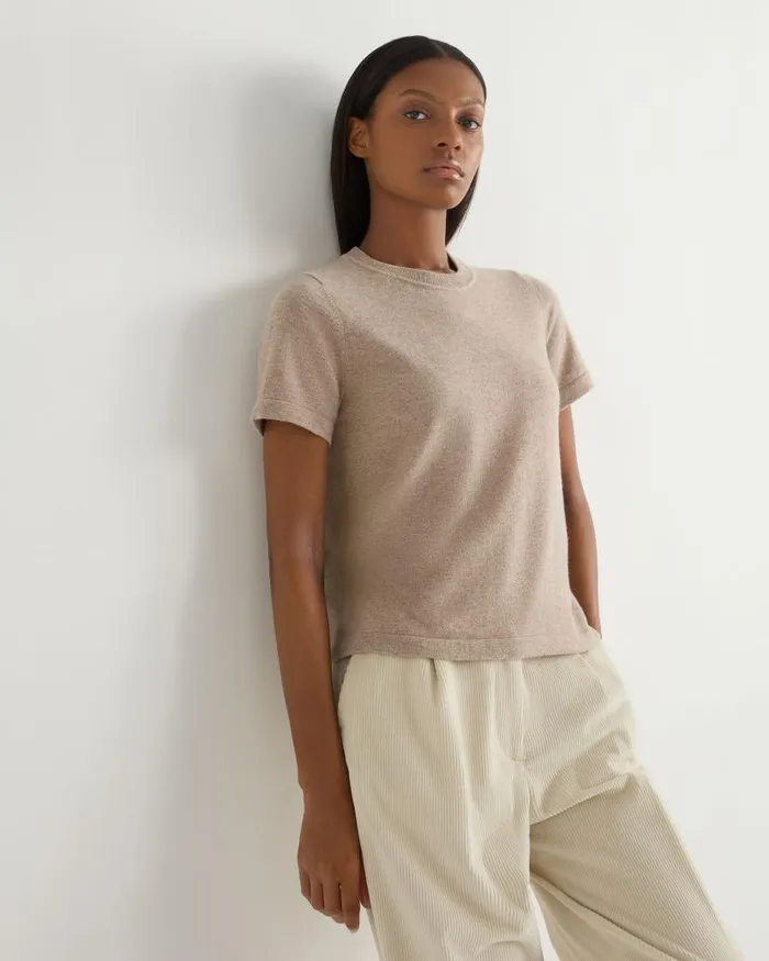 NPeal Tops and Tshirts Women Lottie Cashmere TShirt Oatmeal Brown