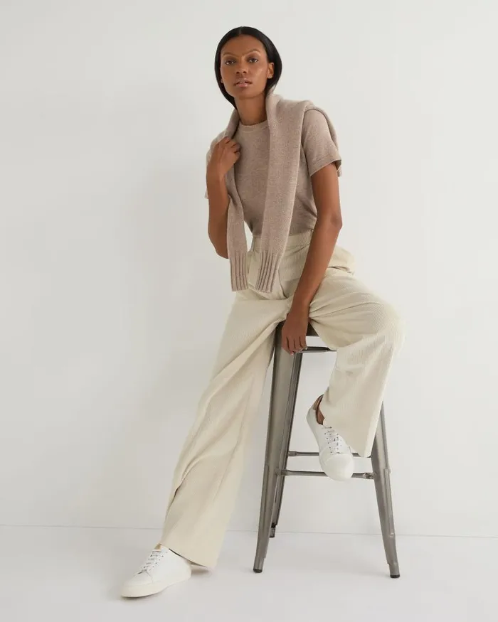 NPeal Tops and Tshirts Women Lottie Cashmere TShirt Oatmeal Brown
