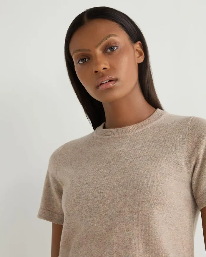 NPeal Tops and Tshirts Women Lottie Cashmere TShirt Oatmeal Brown