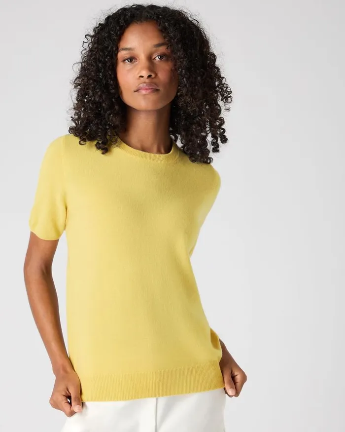 NPeal Tops and Tshirts Women Milly Classic Cashmere TShirt Citrine Yellow