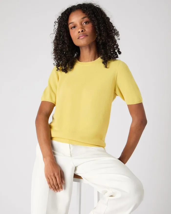 NPeal Tops and Tshirts Women Milly Classic Cashmere TShirt Citrine Yellow