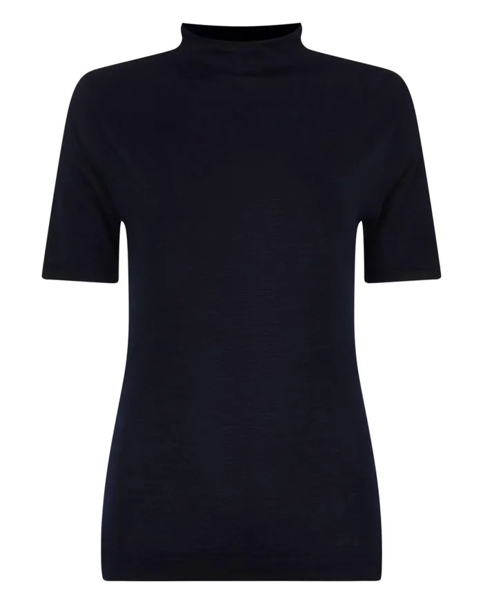 NPeal Tops and Tshirts Women Rosie Superfine Cashmere Mock Neck TShirt Black